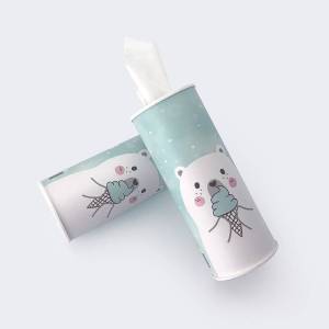 ทิชชู่กระบอกผลิตจากเยื่อไม้ธรรมชาติ ทิชชู่พกพา ผ่านการฆ่าเชื้อ 175mm x 125mm 50แผ่น ร้านอาหาร