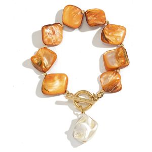 ERYRG Colorful Pearl Bracelet Starfish Shell Beaded Chain Bracelet Trendy Ocean Series Bohemian Geometry Bangle Women