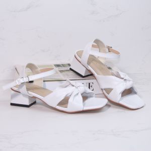 Giày ssandal nữ cao gót vuông 4p quai bảng thắt nơ chéo ú - SD156