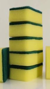 KL 100Pcs Kitchen Dishwashing Soft Sponge Absorbent Clean Rub Pot Rust Scouring Pad Removing Kits Household Cleaning Brush Sponge