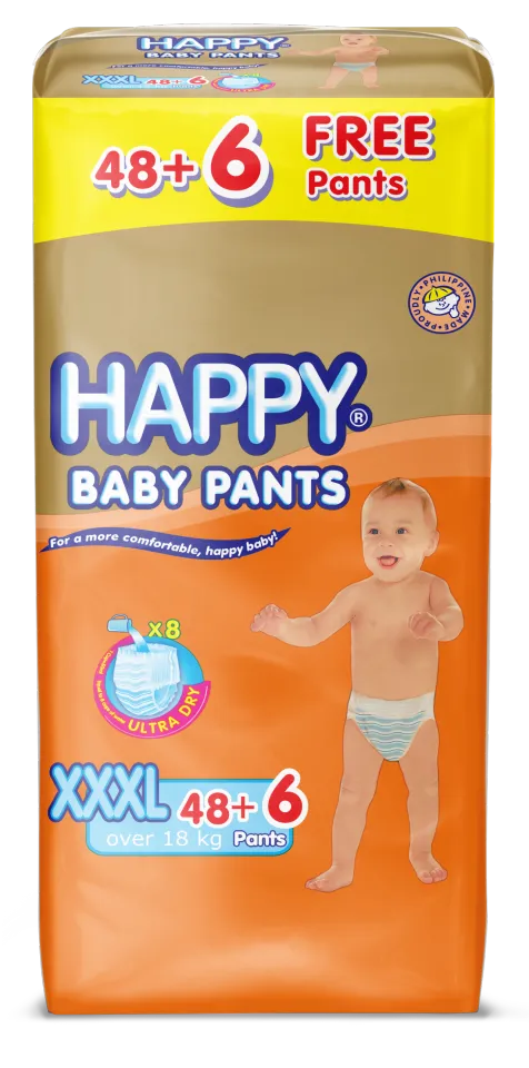 HAPPY Baby Pants Diapers XXXL 48 pieces Unisex Pull-Up Diapers