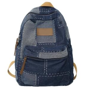 Denims vá Ba lô túi đi học cho học sinh Ba lô Preppy Ba lô du lịch dung tích lớn daypacks Túi du lịch nữ