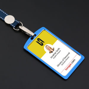 Fashion Aluminium Alloy ID Card Holder with Lanyard Name Tag Badge Work Business Office  worker Supplies staff chest cards cases