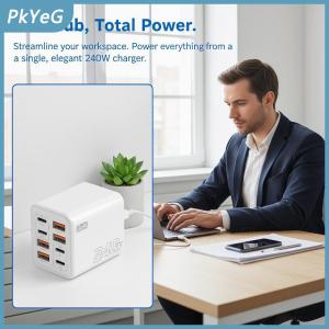 PkYeG 240W gan USB C Sạc 8 trong 1 đa chức năng Power Adapter cho nhanh chóng sạc trong chia sẻ không gian văn phòng du lịch sử dụng