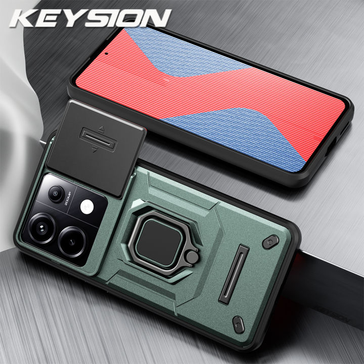 Keysion Shockproof Armor Case For Xiaomi Poco X6 Pro M6 Pro Slide Camera Lens Protection Ring 7315