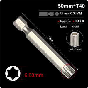 🧲(Torx_50_75_100_150MM) Magnetic Hex 6.35mm Screwdriver Bits