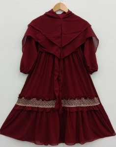Gamis Syari Anak usia 4-12 tahun model renda besar gold - RU