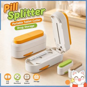 Happy Everyday.me Pill Splitter Cutter Adjustable Tablet Divider Half Third Quarter Pills Mini Storage Container