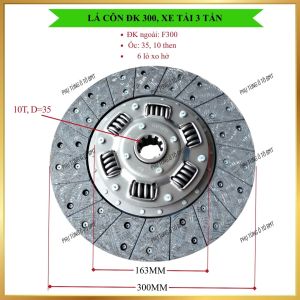 Lá côn (đĩa ly hợp) xe tải TMT Foton Cửu long 3 tấn. đường kính ngoài F300 10 rơ nia