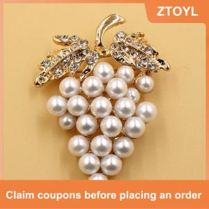【ZTOYL】 [PDBH Cửa Hàng Thời Trang] Trâm Cài Nho Trâm Cài Ngọc Trai Mạ Vàng Hồng Ghim Cài Khăn Hoa Kim Cương Giả