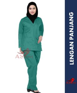 Baju Oka Lengan Panjang ok trustwear jaga Scrube dokter seragam perawat wanita trust wear