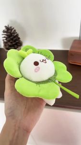 CuddleCove Cute Bubu Dudu Four Leaf Clover Plush Keychain Bag Hanging Ornament Good Luck Birthday Gift Soft