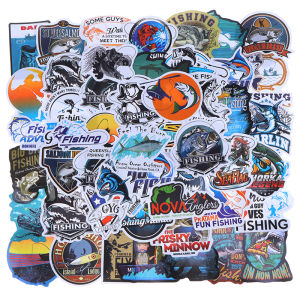 [COD]Flash Delivery Funny Phone Laptop Skateboard Car Fridge  Box Tank Bucket DIY Decoration 50 100pcs Fisherman Fish Outdoor Go Fishing Stickers