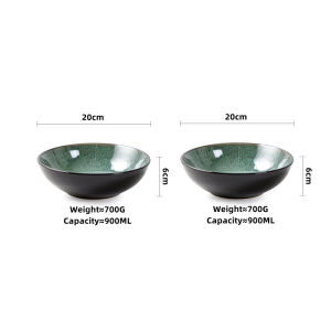 OMK Green Kiln Glaze Ceramics 8 inch bowl 900ML Suitable for ramen and salads