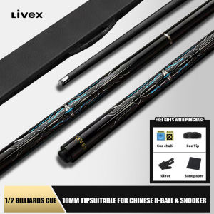LIVEX TS02 Carbon Fiber Small Tip Billiard Cue 1/2 Split 2-Piece Carbon Tech Pool Cue for Chinese 8-Ball With Hard Cue Case