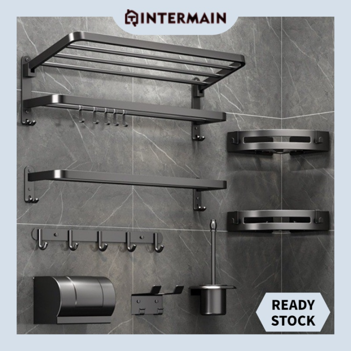 【Ready Stock】 Wall Mounted Rak Toilet Storage Corner Rack Organizer