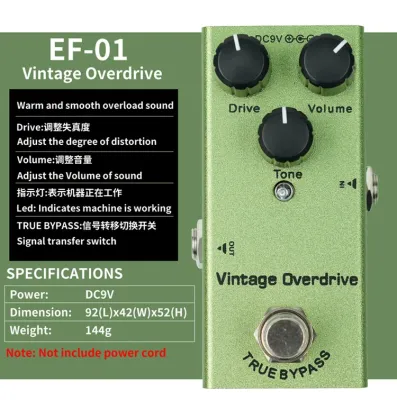 Electric Guitar Pedal Vintage Overdrive/Distortion Crunch/Distortion/US Dream/Classic Chorus/Vintage Phase/Digital Delay
