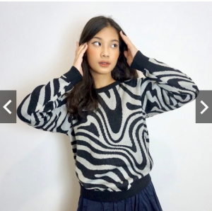 GRATIS ONGKIR Crewneck Sweater Rajut Zebra PREMIUM TEBAL Atasan Knit Wanita Koran Style By Overloady