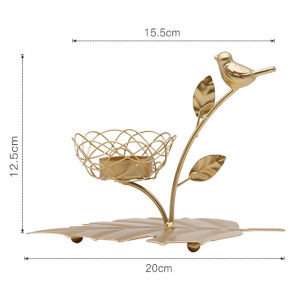 Tempat Lilin Nordic Wrought Iron Bird & Leaves Candle Holder Candlestick