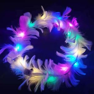 MALL Bando Nyala Bulu Mahkota Pesta Dengan Lampu Led Style Korea Wanita Cantik BND33