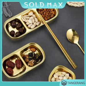 Piring Sambal Korea 2-3 Slot / Tempat Sambal Gold Sauce Dish / Korean BBQ Piring Saus Bumbu