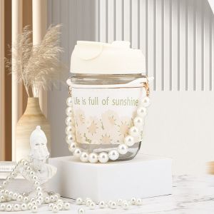 Indo 1866 - Botol Tumbler Cute / Gelas Kaca Tahan Panas / Botol Minum Kaca Aesthetic / Tumbler Kopi Kaca