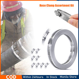 304 Stainless Steel Hose Clamp Assortment Kit DIY 3m Metal Strap + 12 FastenersAdjustable Worm Gear Band Hose Clamps