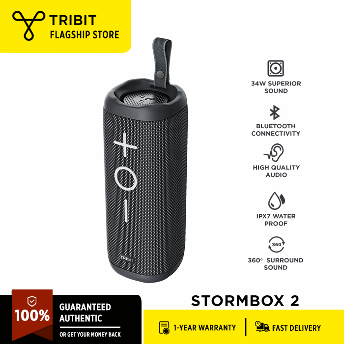 Tribit Bluetooth Speaker, StormBox 2 Speaker with 34W 360 Full Surround Sound Enhance Bass, 24H Playtime, IPX7 Waterproof, Bluetooth 5.3 TWS Pairing Portable Wireless Speaker for Home, Outdoor