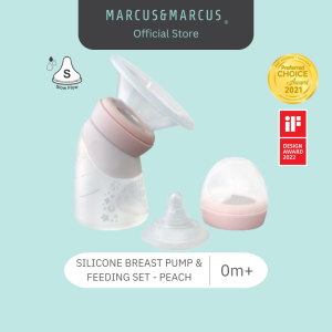 MARCUS & MARCUS SILICONE ANGLED FEEDING BOTTLE & BREAST PUMP