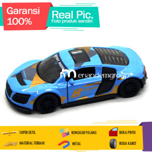 Diecast Miniatur Mainan Mobil Sedan Sport Audi R8 Super Sport Metal Buka Pintu