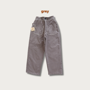 Celana Twill Anak Perempuan Panjang Kulot Tanggung Pinggang Karet Aplikasi NomenaKids 4447