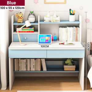 LALA 100/120CM Kid Student Study Desk With Book Shelf Computer Table Meja belajar Home Office Child Writing Desk 儿童学习桌