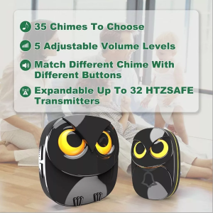 CallToU Wireless Doorbell Cute Owl Doorbell Weatherproof IP55 4 Levels of Volume 1000 Feet Long Wireless Range DB48