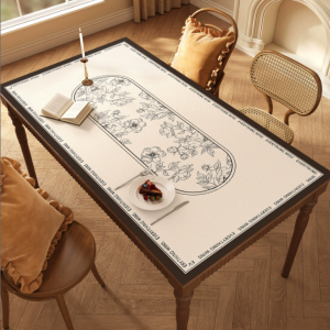 Non Slip Table Mat Chic Waterproof Oil Proof Heat Resistant Wash Free Stain Resistant French Retro Dining Coffee Table Protection Anti Scratch Durable PVC Home Decor Table Mat