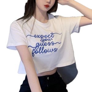 JaneCocoเสื้อยืดแขนสั้นปักตัวอักษรผู้หญิ เวอร์ชั่นเกาหลี น่ารักๆๆ  พร้อมส่