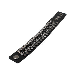 【Y2E2noa】 90s Fashion Punk Style Bracelet Personality PU Leather Three Rows Spikes Square Bracelets Bangle 2024 Party Jewelry Gift