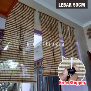 Tirai Gulung Teras Depan Rumah Tenun Lidi Tenun Ukuran 50x180 cm