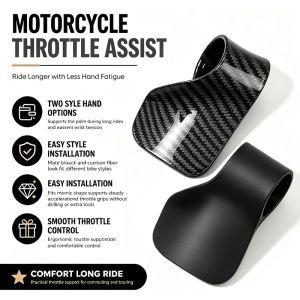 Universal Motorcycle Throttle Booster Carbon Fiber Assist Handle Control Grip for Riding
