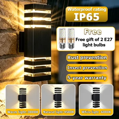 【Replace Bulb】 Waterproof LED Wall Light Outdoor Double Head Wall Lamp Up Down Garden Lights E27 Sconces For Indoor Home Decor Corridor Terrace Lighting