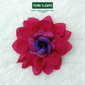 Bunga kain pita organdi maroon kelopak matahari monte aksesoris Bros Bunga Souvenir Seserahan