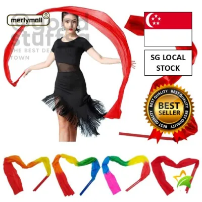 [SG 🚚] Gymnastics Ribbon Silk With Rod Dancing Ribbons Colorful Dance Ribbon