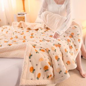 【Super low price】Thickened Warm Coral Fleece Winter Blanket for Bed Cartoon Bear Printed Double-layer Milk Velvet Blankets Double Plush Comforter