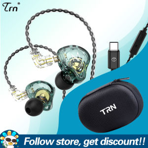 TRN MT1 Eeadphones Dual Dynamic Driver Earburds HiFi Bass Music IEM Headphone Metal Gaming Sports Running Headsets Noise Cancellation Wired Earphones 2PIN Detachable Wired DJ Monitors For Smartphones Tablet Laptops Computers