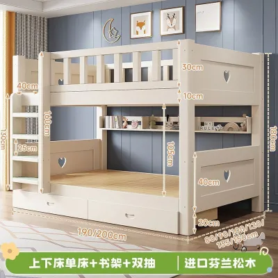 Solid Wood Bunk Bed for Kids s Double Decker Loft Bed with Stairs Space-saving 2-in-1 for Small Apartment