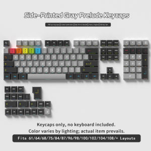 Gray Prelude Cherry Profile 128keys PBT&PC Side Print Dye-Sub Keycap set for Mechanical Keyboard