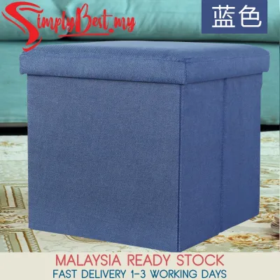 SIMPLYBEST Foldable Stool Storage Box Storage Ottoman Fabric Foot Stool Bench Seat Footrest Folding Storage Box