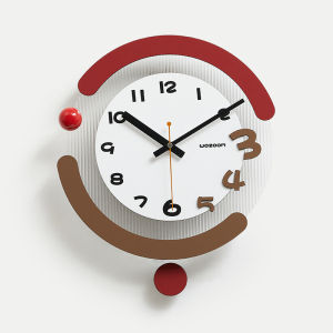 Minimalist Nordic Series Swing Wall Clock Hot Sale Home Living Room Simple and Fashion Mute Creative Vintage Clock Art Decorations 30x35.7cm