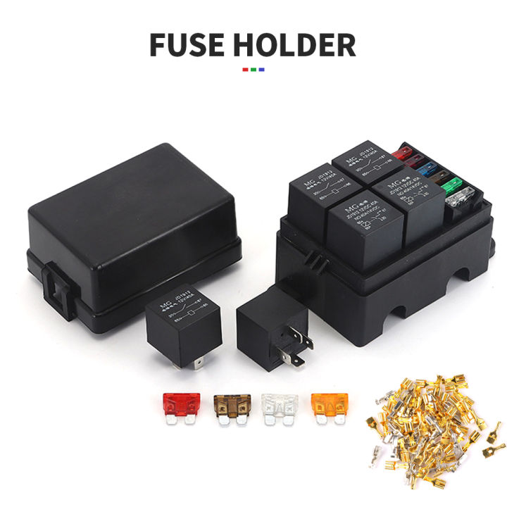 6-WAY BLADE FUSE Box Fuse Block Holder With Fuses For 12V 24V Car Marine EUR 12,14 - FR