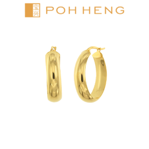 Poh Heng Jewellery 22K Oval Hoop Earrings in Yellow Gold[Price By Weight]