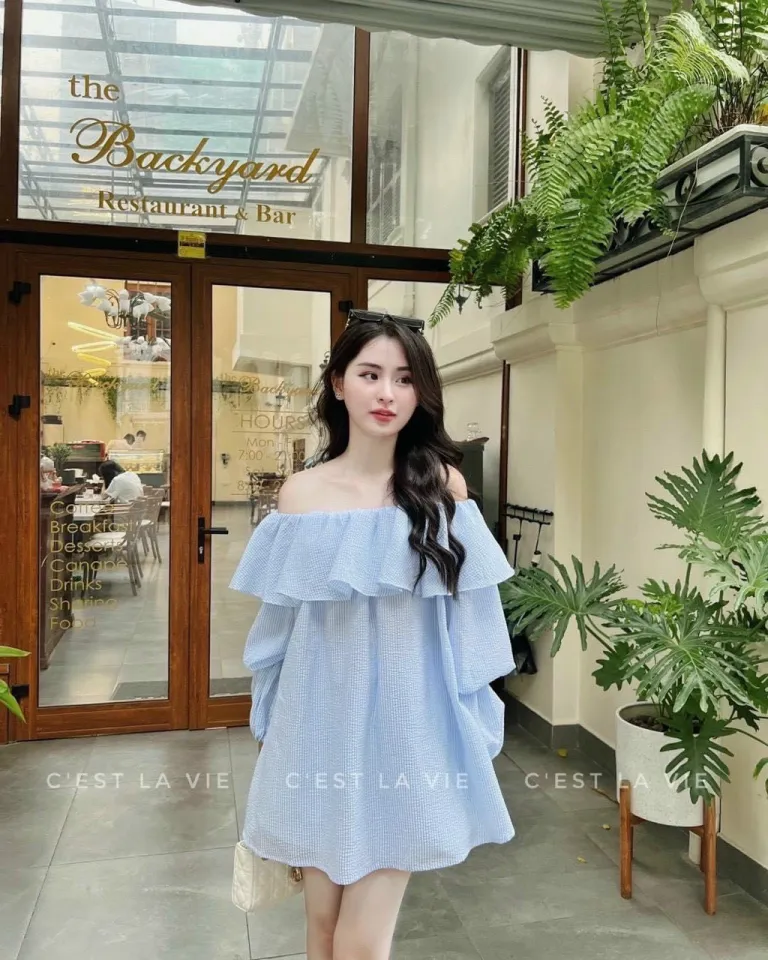 Váy đầm thiết kế cao cấp màu xanh trễ vai sang trọng [ Ảnh thật ] The  Shilla-CG.L60B80.62D2.BOT.T2M.V87T47 - XANH | Shopee Việt Nam